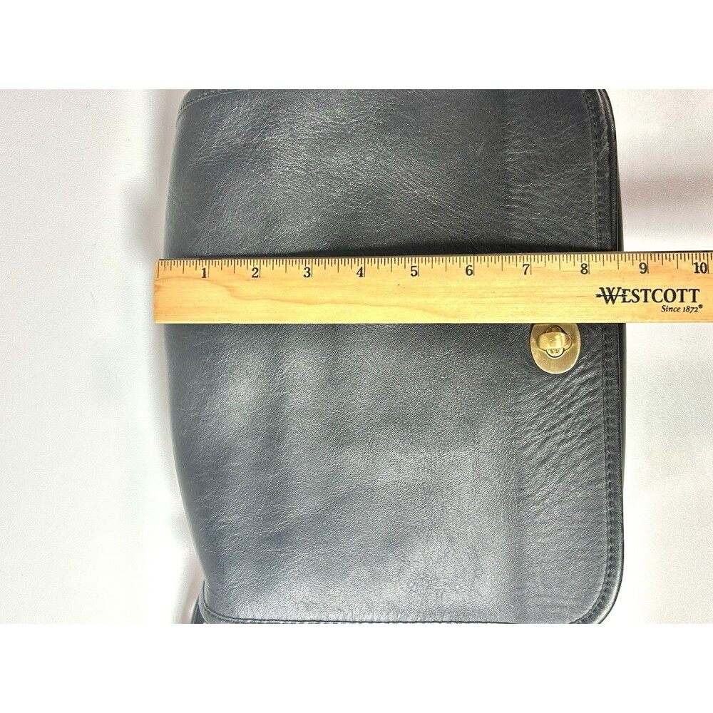 COACH Vintage Crossbody Bag Black Leather Made In Korea Gold Tone Twist Lock - Picture 14 of 16